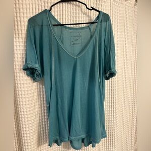 We The Free Teal V-Neck Top